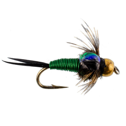 The Fly Fishing Place 3 Pack Bead Head Green Copper John Nymph Fly Fishing Flies - Hook Size 18 - Angler's Pro Tackle & Outdoors