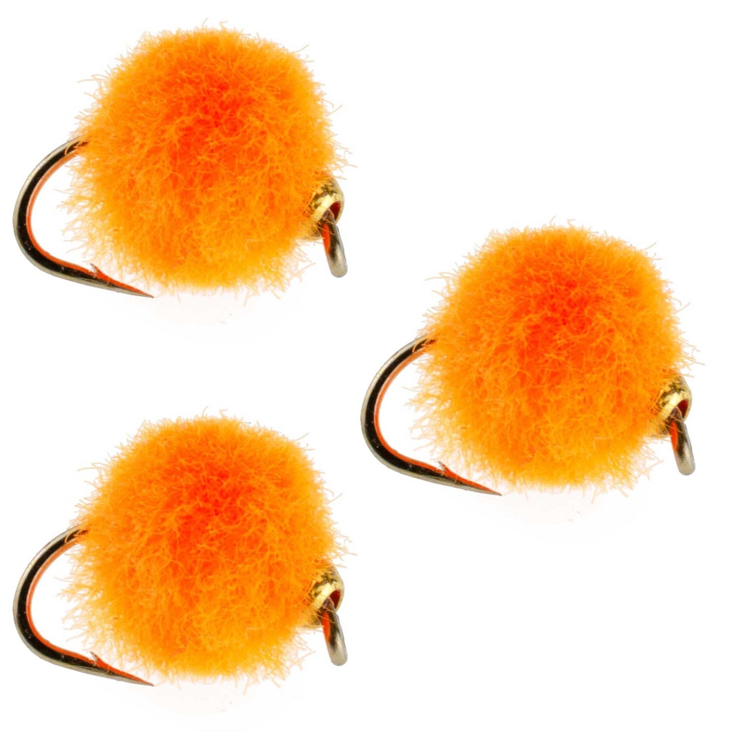 The Fly Fishing Place 3 Pack Bead Head Hot Orange Egg Fly Fishing Flies - Hook Size 16 - Angler's Pro Tackle & Outdoors