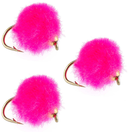 The Fly Fishing Place 3 Pack Bead Head Hot Pink Egg Fly Fishing Flies - Hook Size 16 - Angler's Pro Tackle & Outdoors