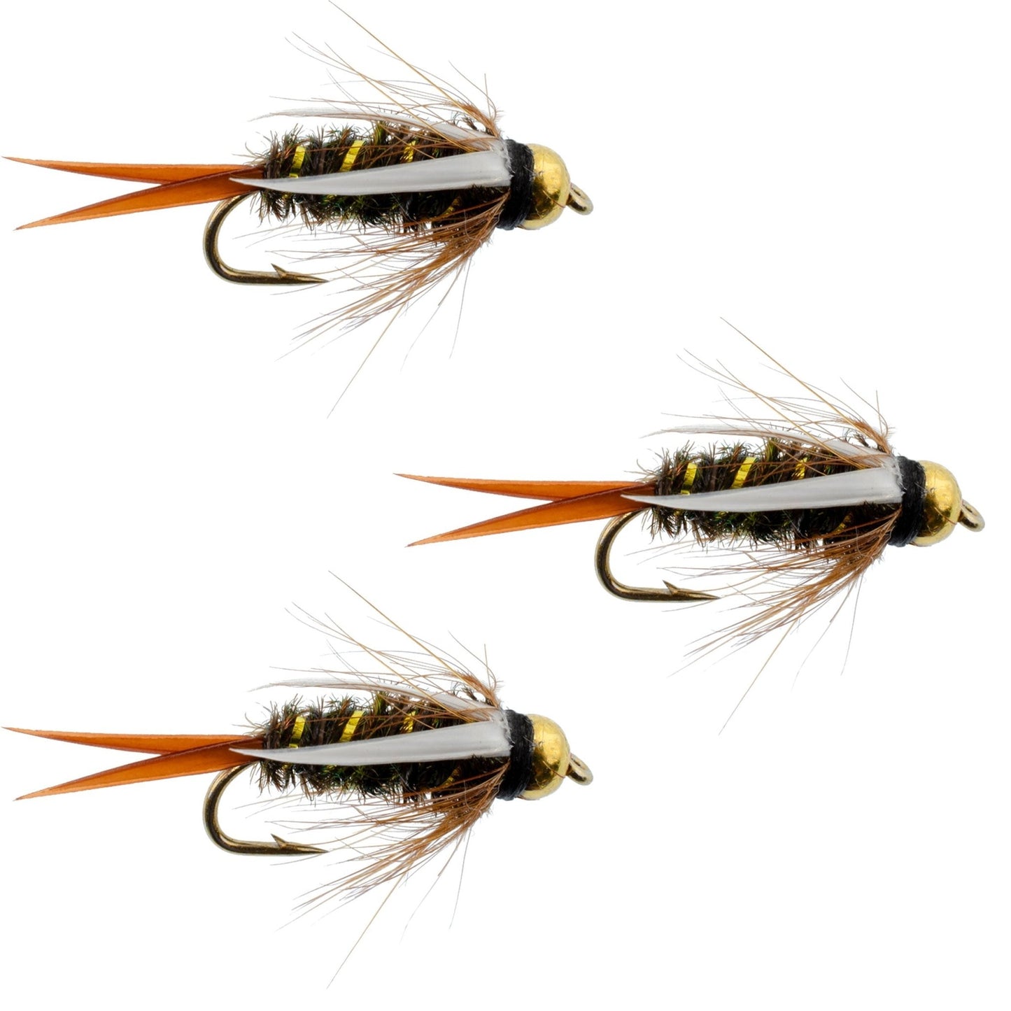 The Fly Fishing Place 3 Pack Bead Head Prince Nymph Fly Fishing Flies - Hook Size 12 - Angler's Pro Tackle & Outdoors