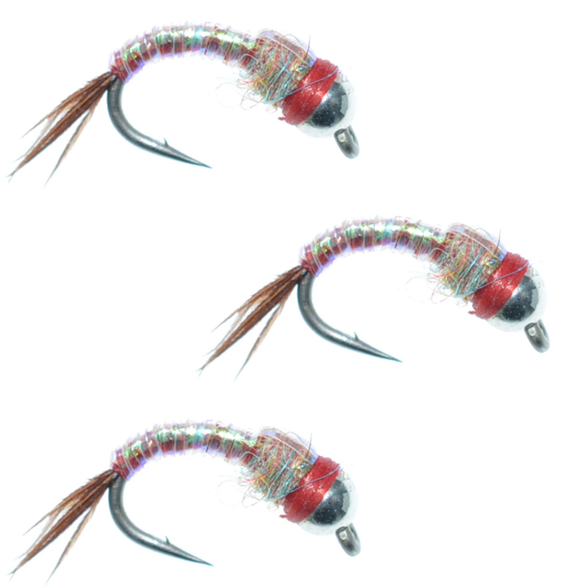 The Fly Fishing Place 3 Pack Bead Head Rainbow Warrior Nymph Fly Fishing Flies Hook Size 14 - Angler's Pro Tackle & Outdoors