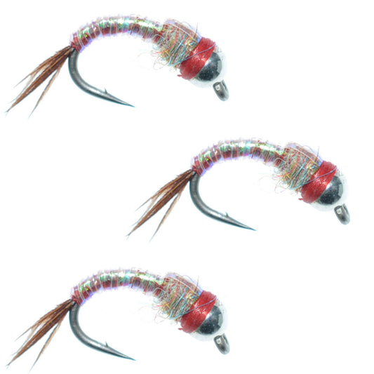 The Fly Fishing Place 3 Pack Bead Head Rainbow Warrior Nymph Fly Fishing Flies Hook Size 14 - Angler's Pro Tackle & Outdoors