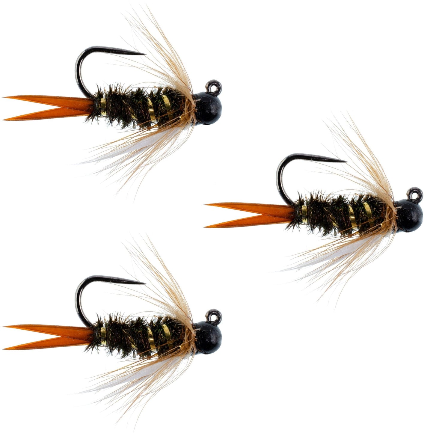 The Fly Fishing Place 3 Pack Black Tungsten Bead Prince Jig Tactical Czech Nymph Euro Nymphing Fly - Hook Size 16 - Angler's Pro Tackle & Outdoors