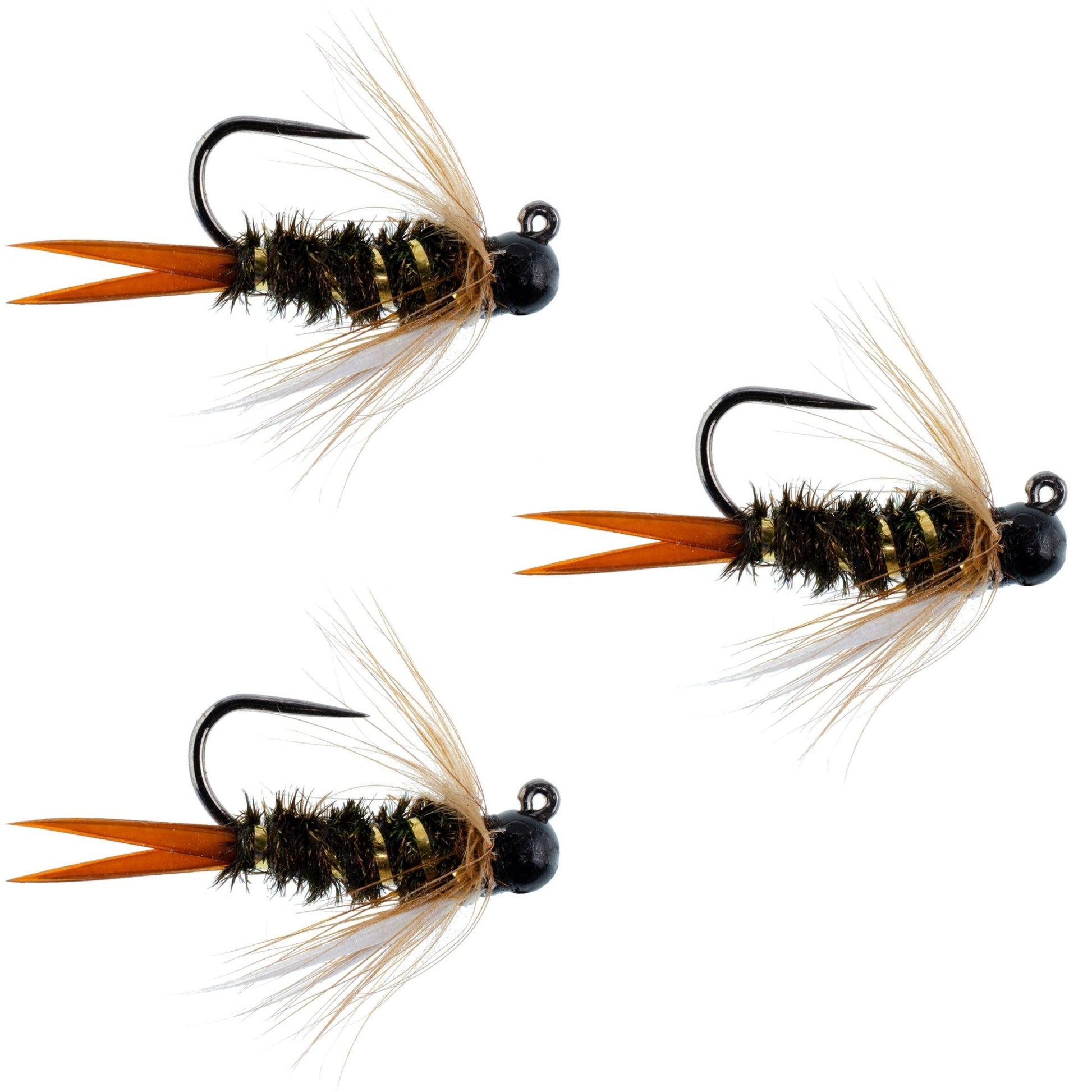 The Fly Fishing Place 3 Pack Black Tungsten Bead Prince Jig Tactical Czech Nymph Euro Nymphing Fly - Hook Size 16 - Angler's Pro Tackle & Outdoors