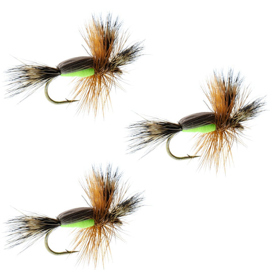 The Fly Fishing Place 3 Pack Chartreuse Humpy Classic Hair Wing Dry Fly - Hook Size 16 - Angler's Pro Tackle & Outdoors