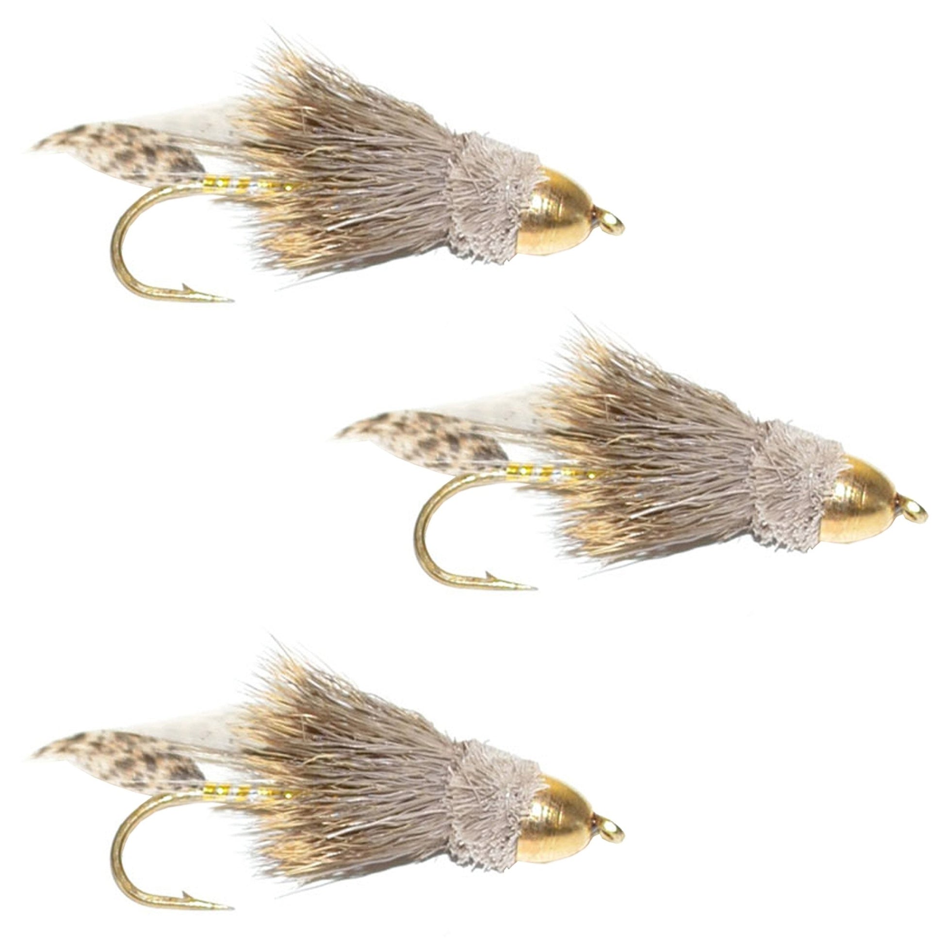The Fly Fishing Place 3 Pack Cone Head Muddler Minnow Trout and Bass Streamer Fly - Hook Size 10 - Angler's Pro Tackle & Outdoors