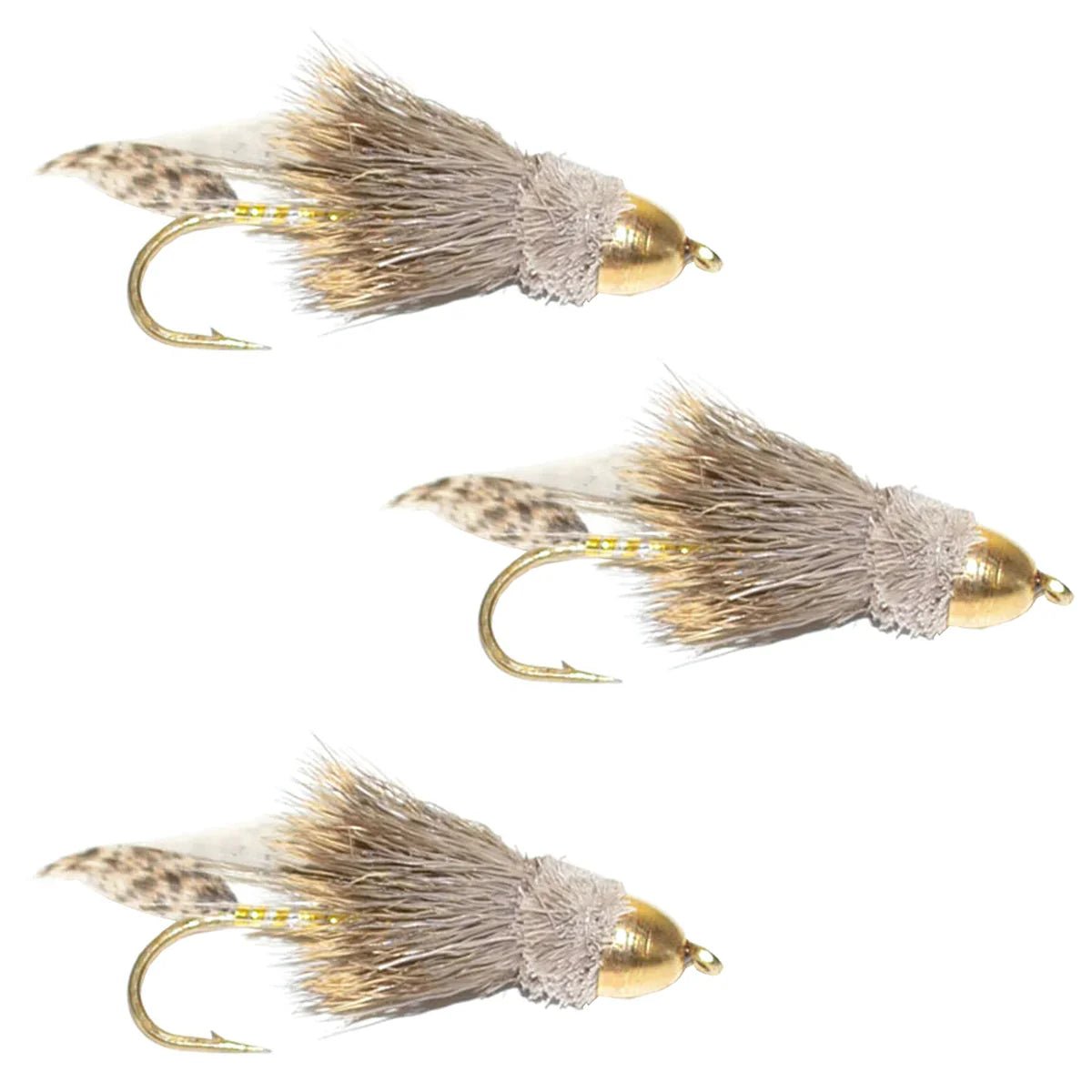 The Fly Fishing Place 3 Pack Cone Head Muddler Minnow Trout and Bass Streamer Fly - Hook Size 4 - Angler's Pro Tackle & Outdoors