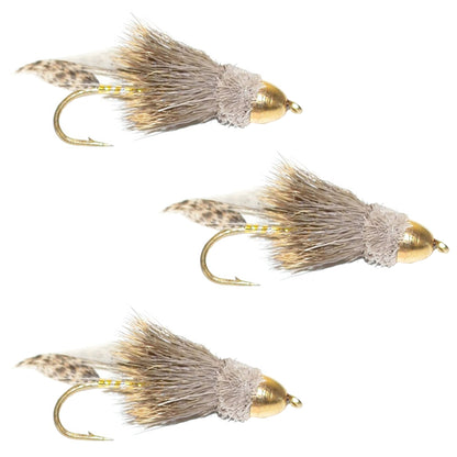 The Fly Fishing Place 3 Pack Cone Head Muddler Minnow Trout and Bass Streamer Fly - Hook Size 6 - Angler's Pro Tackle & Outdoors