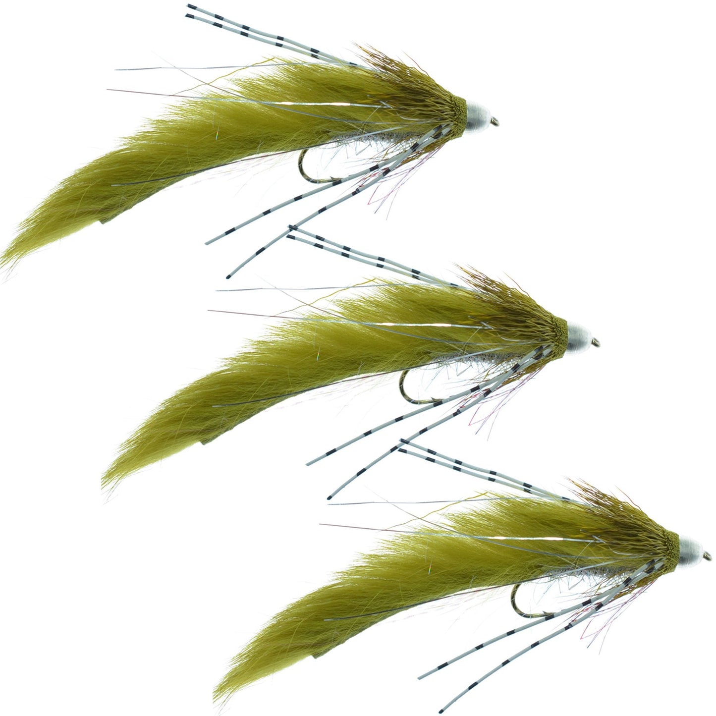 The Fly Fishing Place 3 Pack Cone Head Muddy Buddy Trout and Bass Streamer Fly Lunchables - Olive - Hook Size 4 - Angler's Pro Tackle & Outdoors
