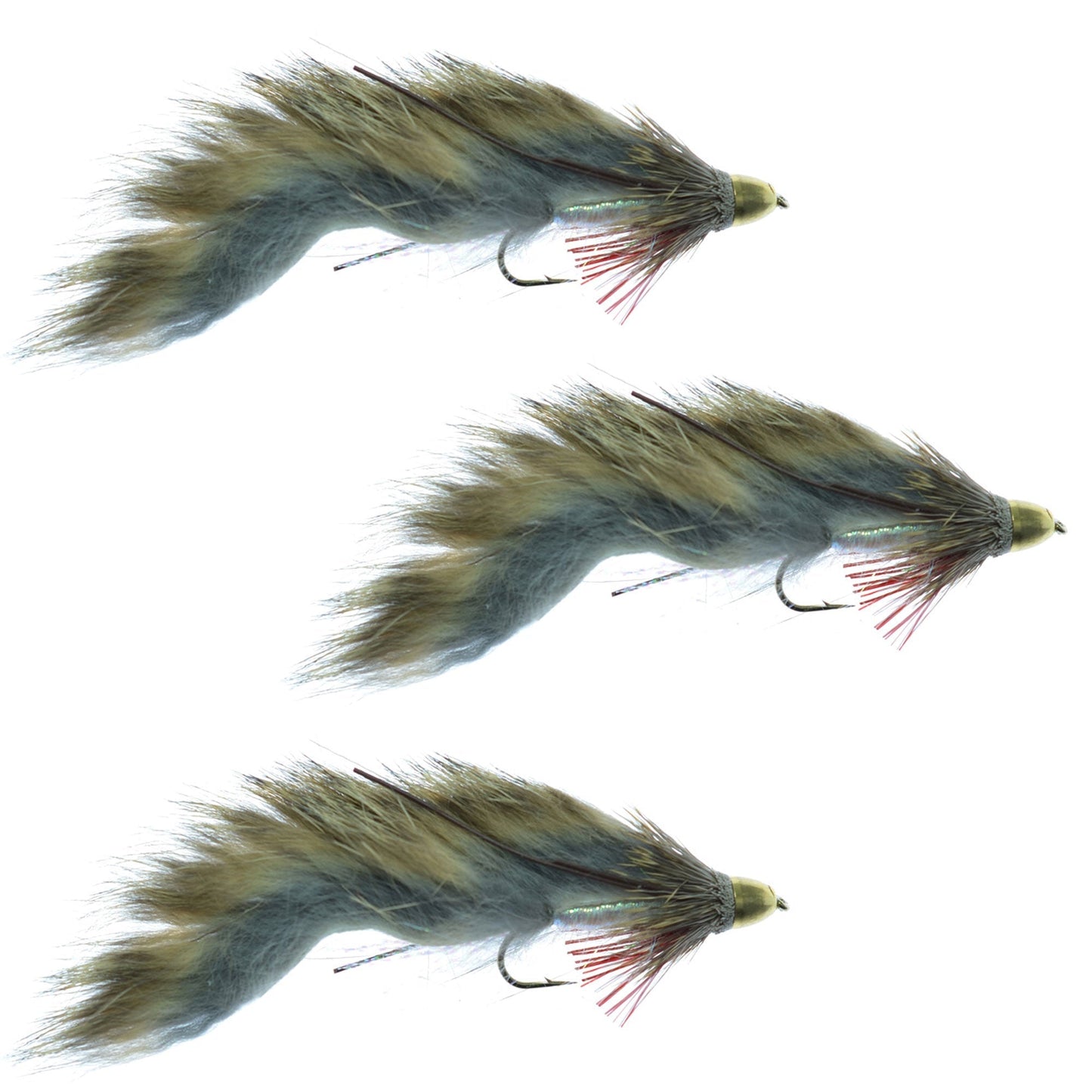 The Fly Fishing Place 3 Pack ConeHead Zuddler Trout and Bass Streamer Fly - Lunchables - Natural - Hook Size 4 - Angler's Pro Tackle & Outdoors