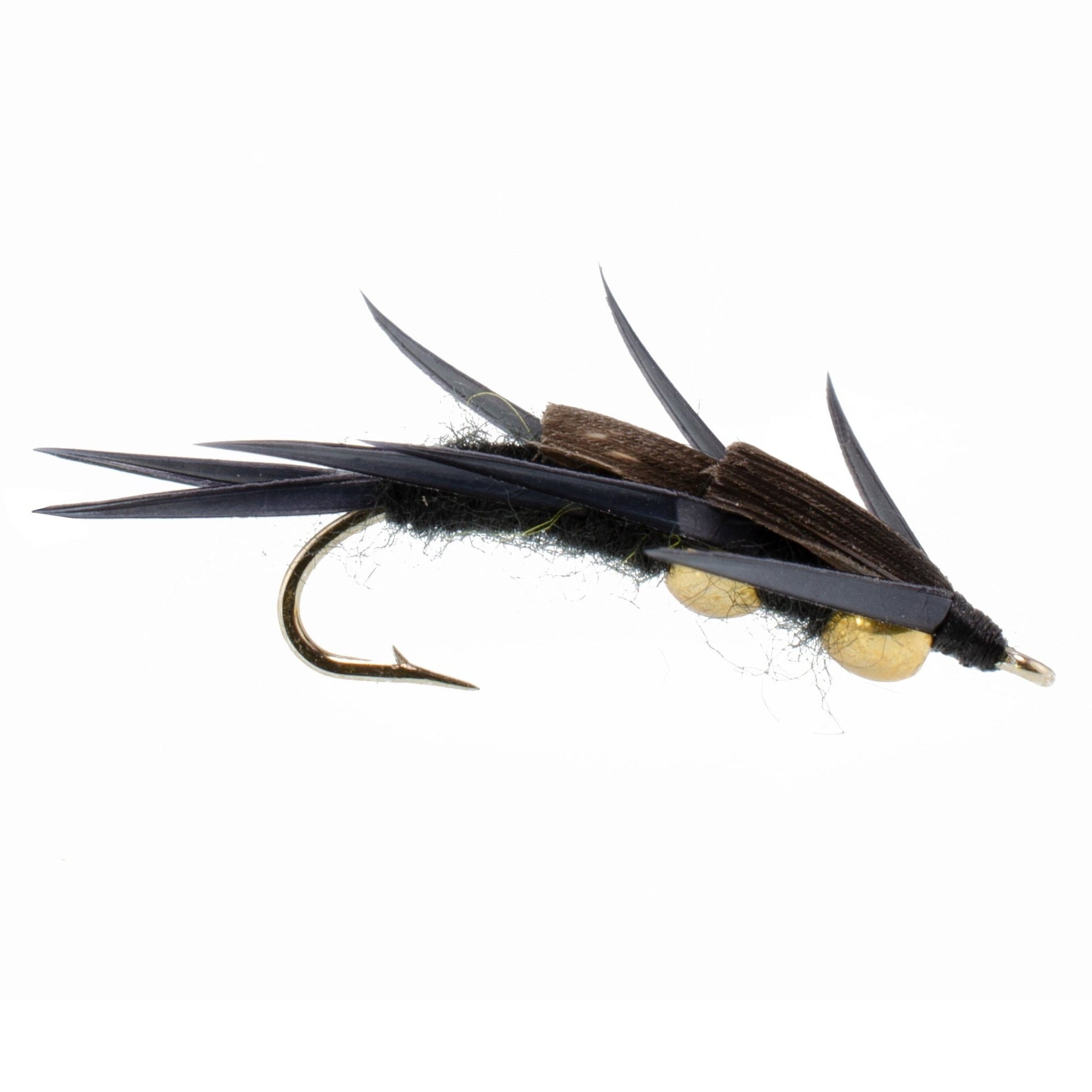 The Fly Fishing Place 3 Pack Double Bead Black Stone Fly with Black Biot Legs - Stonefly Wet Fly - Hook Size 10 - Angler's Pro Tackle & Outdoors