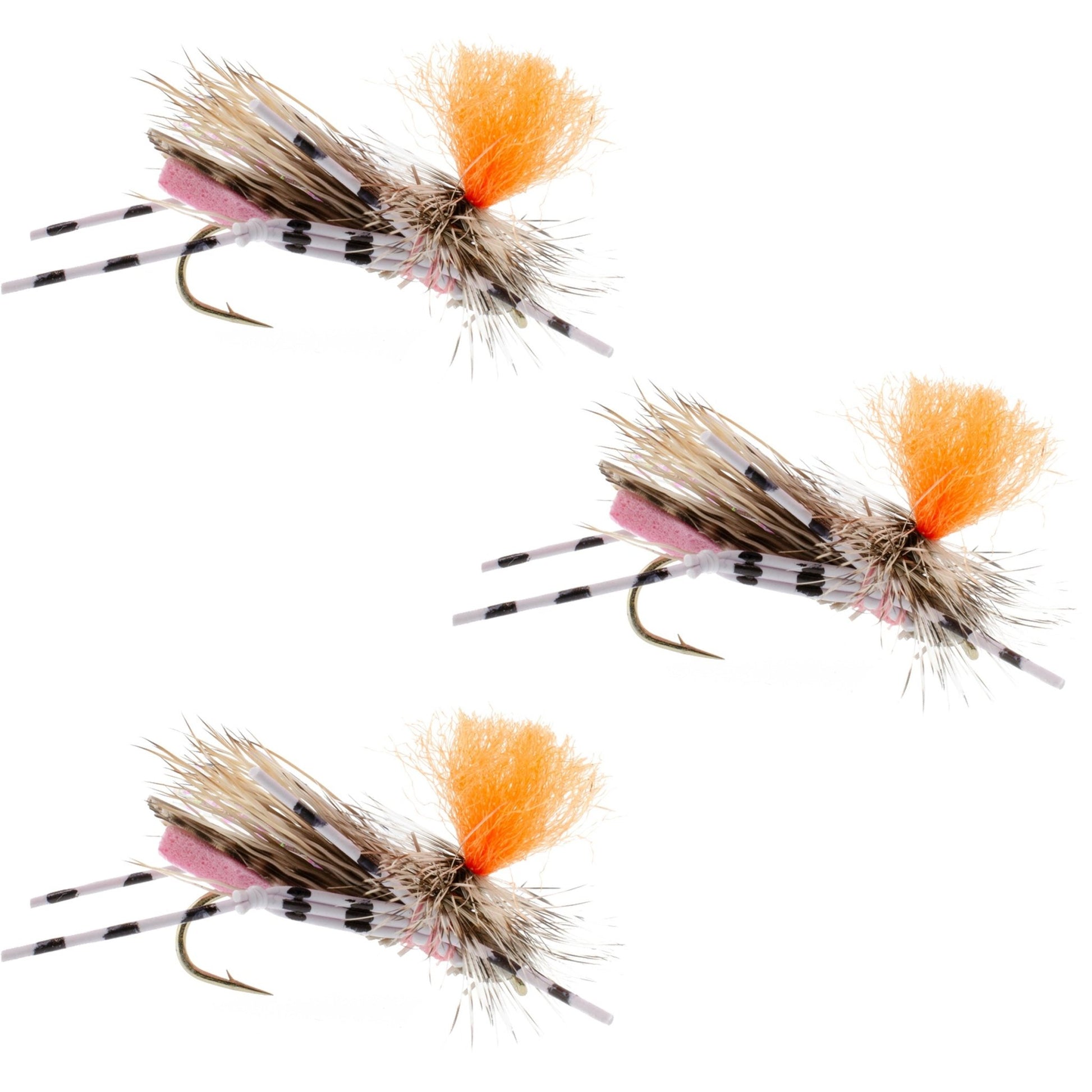 The Fly Fishing Place 3 Pack Feth Hopper Pink - Foam Grasshopper Fly Pattern - Hook Size 10 - Angler's Pro Tackle & Outdoors
