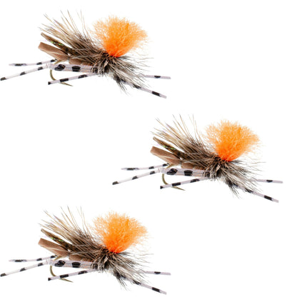 The Fly Fishing Place 3 Pack Feth Hopper Tan - Foam Grasshopper Fly Pattern - Hook Size 10 - Angler's Pro Tackle & Outdoors