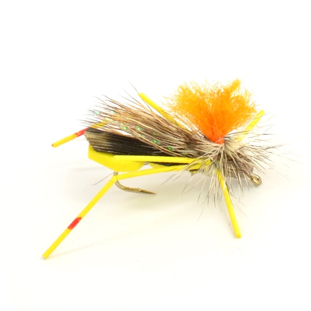 The Fly Fishing Place 3 Pack Feth Hopper Yellow - Foam Grasshopper Fly Pattern - Hook Size 10 - Angler's Pro Tackle & Outdoors