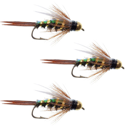 The Fly Fishing Place 3 Pack Flash Back Tungsten Bead Head Prince Nymph Fly Fishing Flies - Hook Size 16 - Angler's Pro Tackle & Outdoors