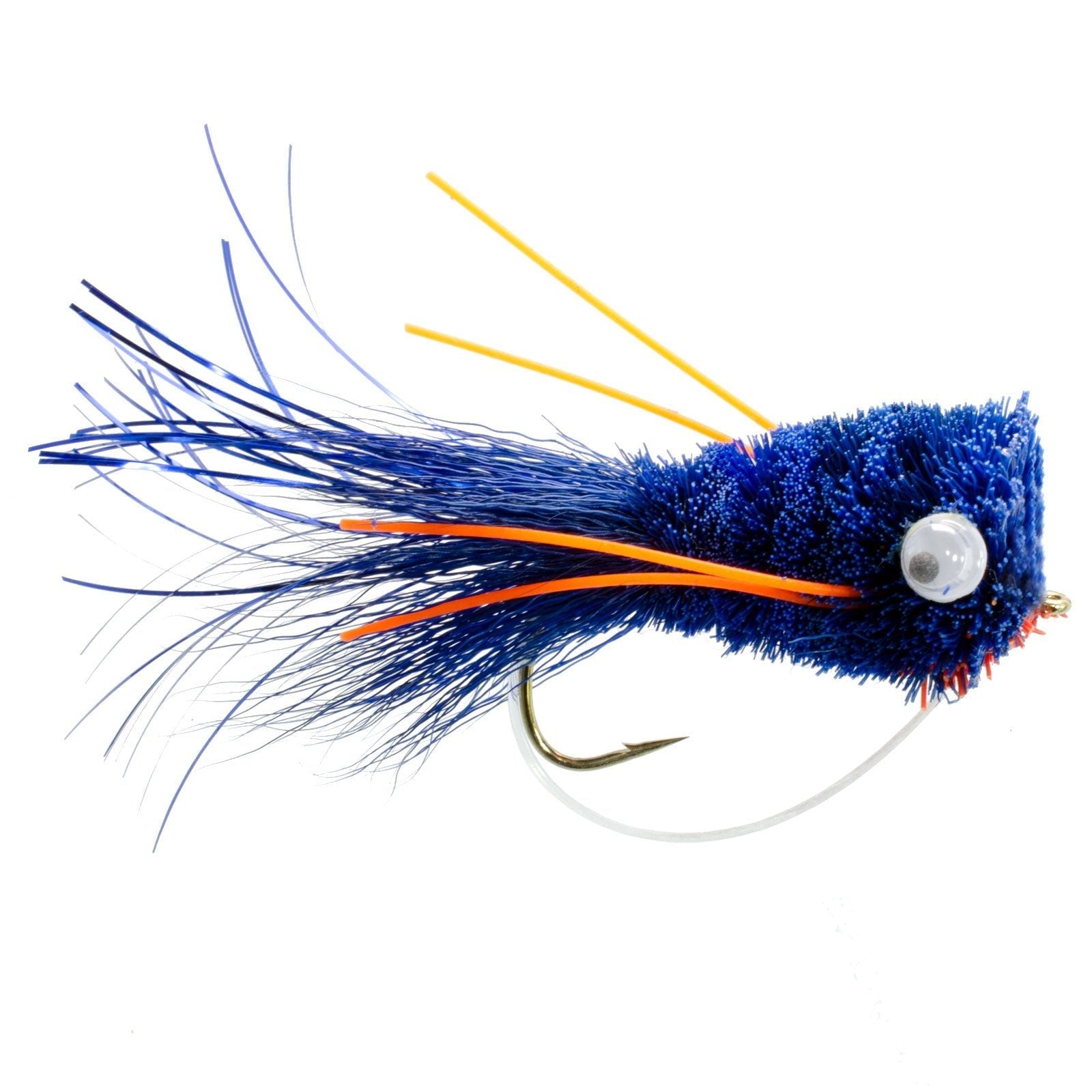 The Fly Fishing Place 3 Pack Flashtail Bass Popper Size 6 - Blue Orange Bass Fly Fishing Bug Wide Gape Bass Hooks With Weed Guard - Angler's Pro Tackle & Outdoors