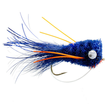 The Fly Fishing Place 3 Pack Flashtail Bass Popper Size 6 - Blue Orange Bass Fly Fishing Bug Wide Gape Bass Hooks With Weed Guard - Angler's Pro Tackle & Outdoors