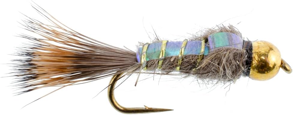 The Fly Fishing Place 3 Pack Gold Bead Head Flash Back Gold Ribbed Hare's Ear Nymph Fly Fishing Flies Hook Size 14 - Angler's Pro Tackle & Outdoors