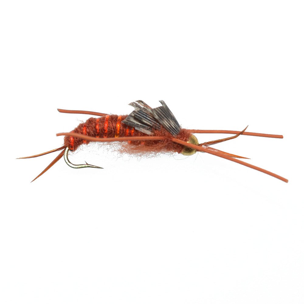 The Fly Fishing Place 3 Pack Gold Bead Kaufmann's Brown Stone Fly with Rubber Legs - Stonefly Wet Fly - Hook Size 8 - Angler's Pro Tackle & Outdoors