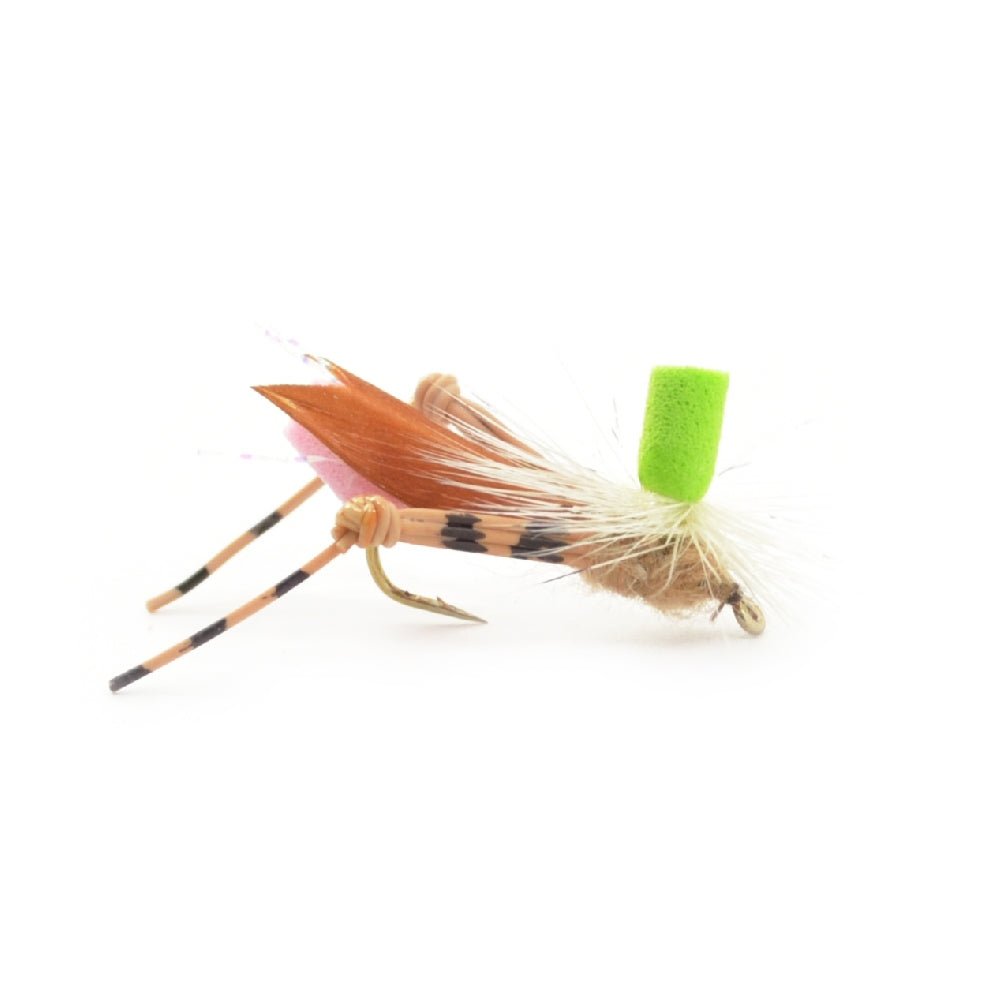The Fly Fishing Place 3 Pack Green Top Hopper Foam Body Grasshopper Fly - Hook Size 10 - Angler's Pro Tackle & Outdoors