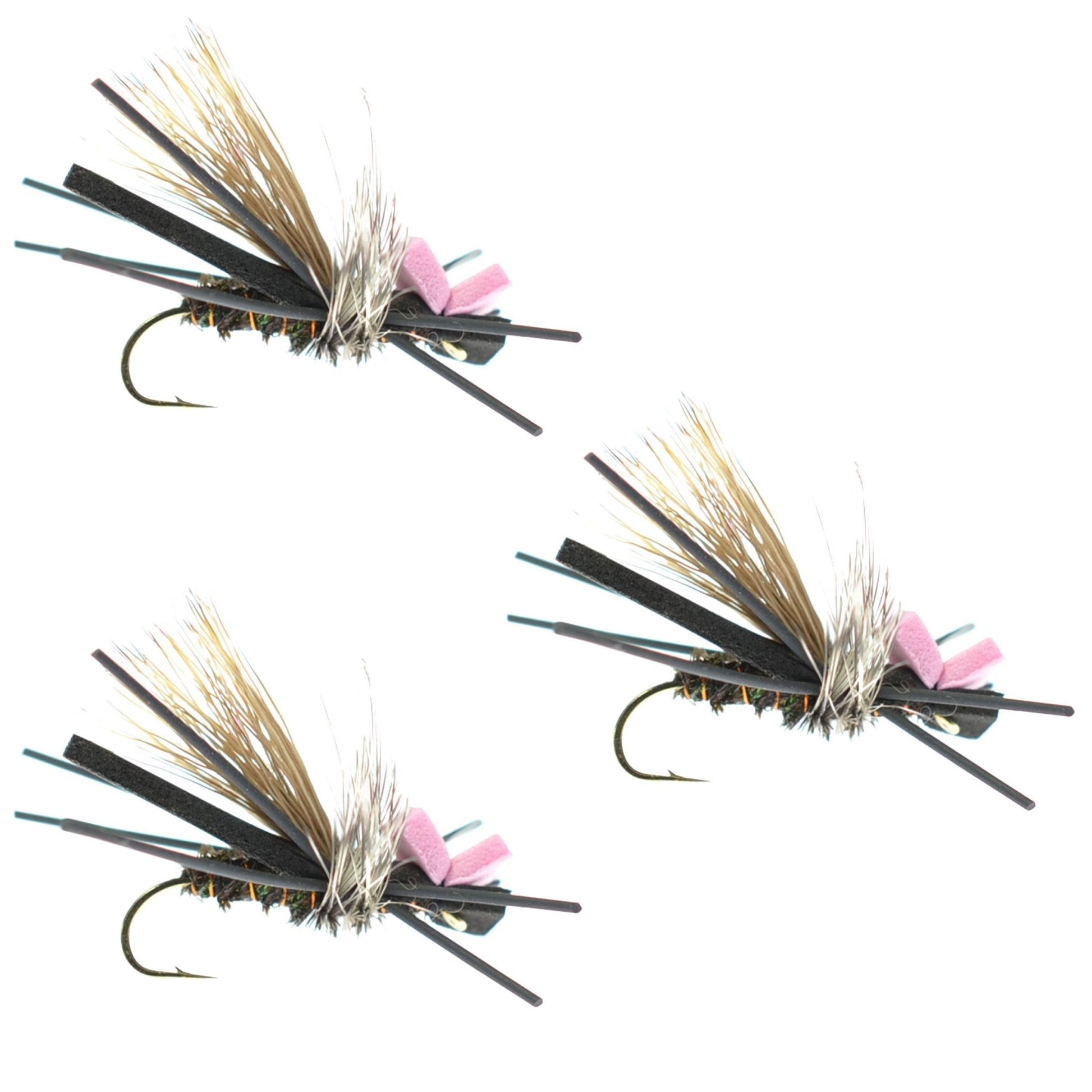 The Fly Fishing Place 3 Pack Gypsy King Hopper Foam Body Grasshopper Fly - Hook Size 10 - Angler's Pro Tackle & Outdoors