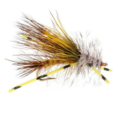 The Fly Fishing Place 3 Pack Kaufmann's Yellow Crystal Stimulator Rubber Legs Dry Fly - Hook Size 8 - Angler's Pro Tackle & Outdoors