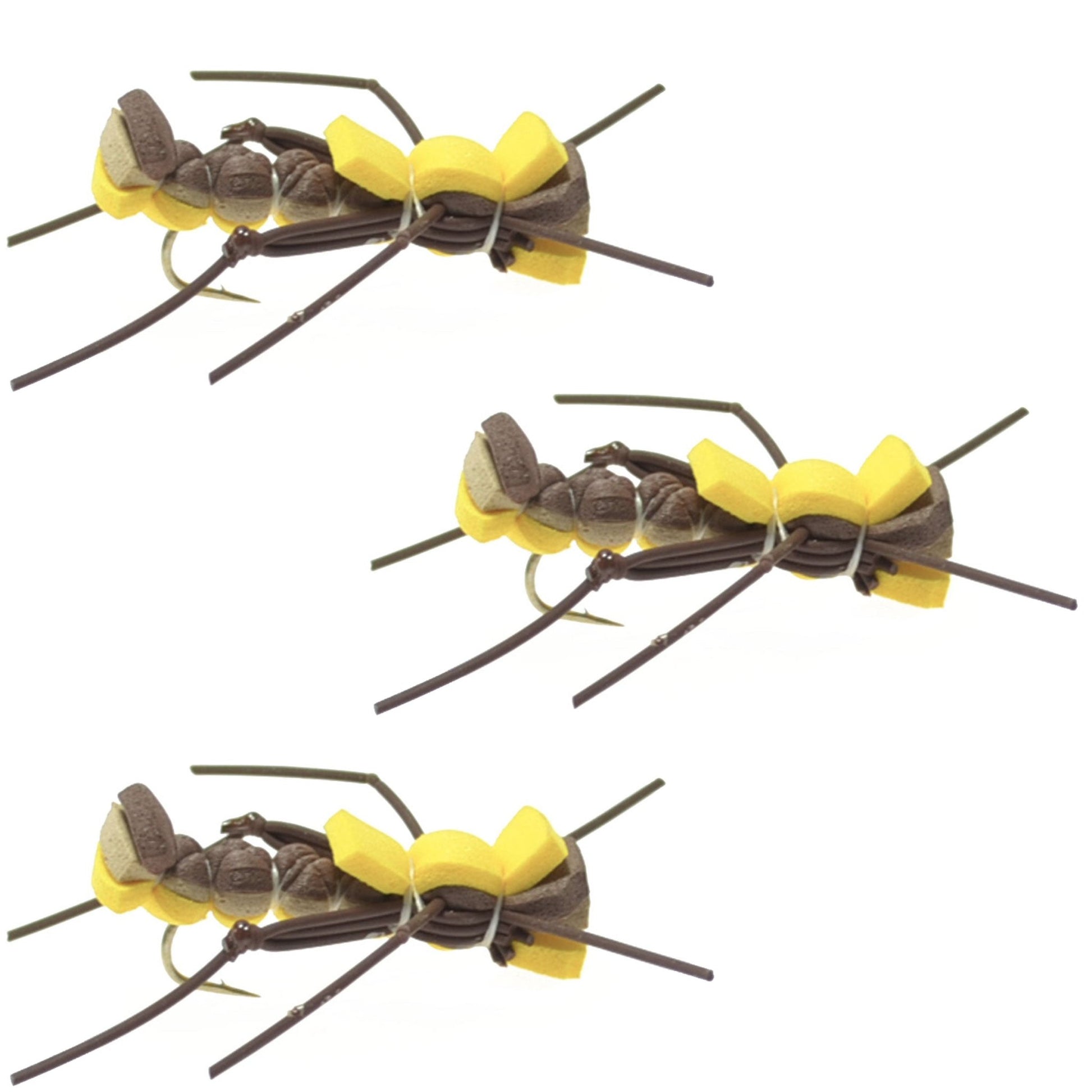 The Fly Fishing Place 3 Pack Mantis BLT Foam Body Grasshopper Fly - Hook Size 10 - Angler's Pro Tackle & Outdoors