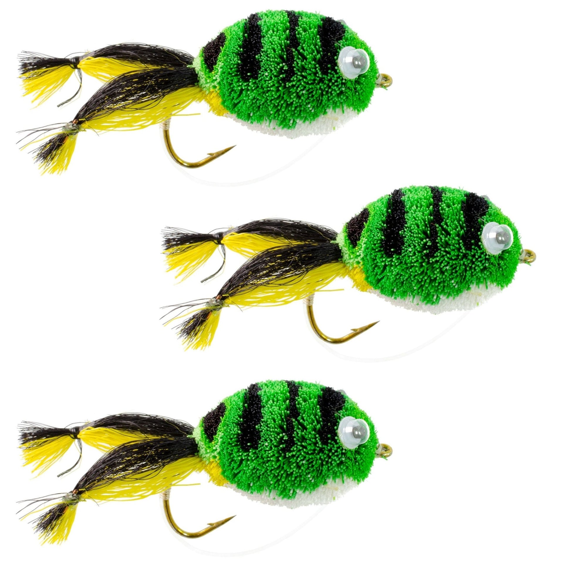 3 Pack Messingers Frog Bass Fly Fishing Bug With Weed Guard