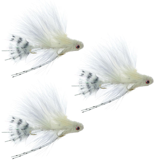 The Fly Fishing Place 3 Pack Mini Sex Dungeon Streamer White - Size 6 - Articulated Trout Bass Steelhead Salmon and Bass Fly Fishing Flies - Angler's Pro Tackle & Outdoors