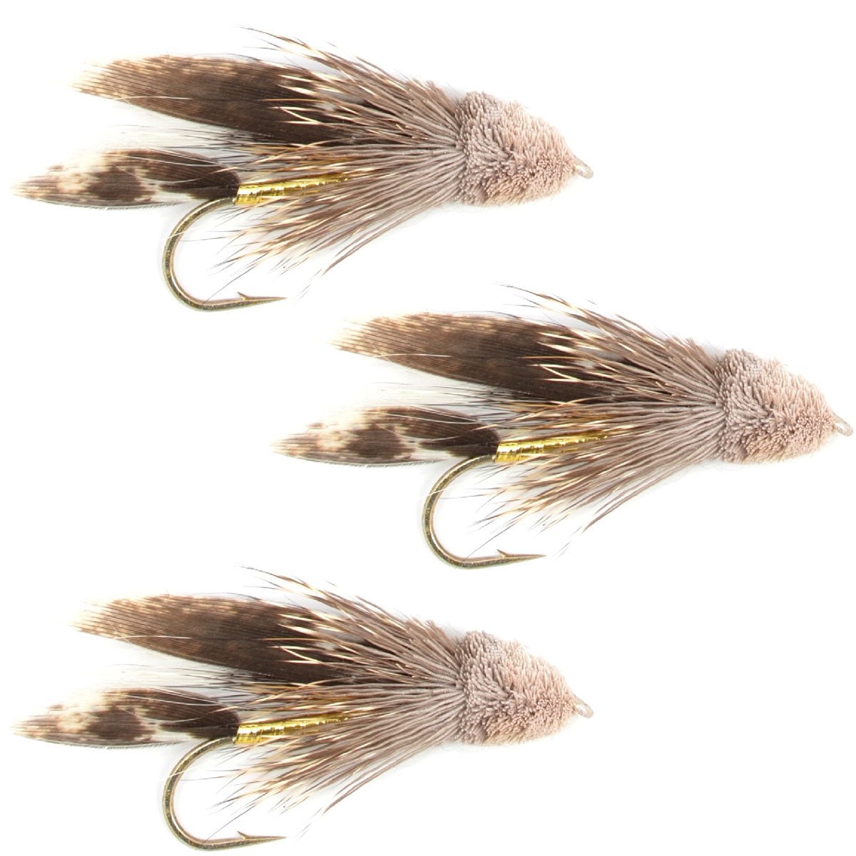 The Fly Fishing Place 3 Pack Muddler Minnow Trout and Bass Streamer Fly - Hook Size 10 - Angler's Pro Tackle & Outdoors