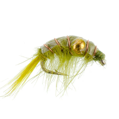 The Fly Fishing Place 3 Pack Olive Beaded Shrimp Scud Pattern - Size 12 - Tailwater Lake Fly Fishing Nymph Flies - Angler's Pro Tackle & Outdoors