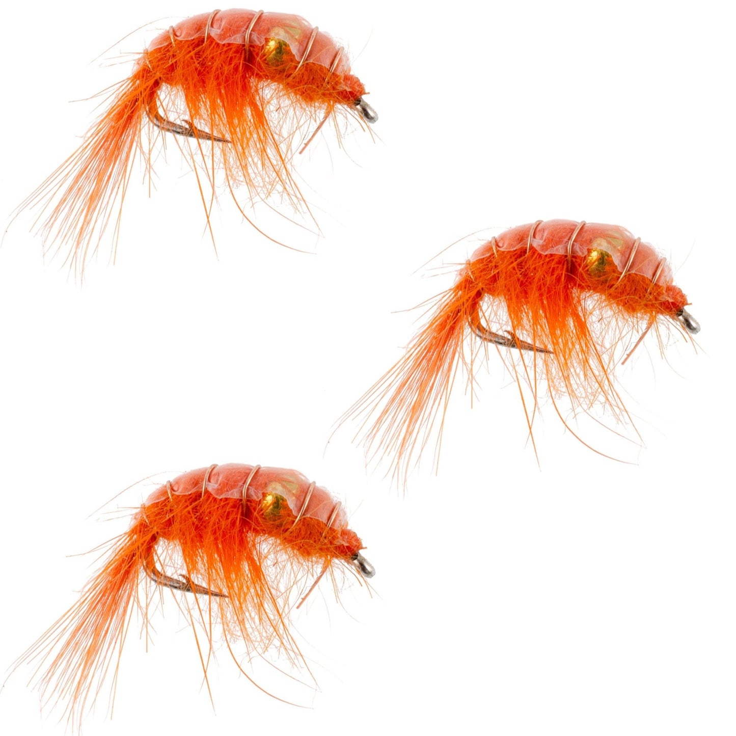 The Fly Fishing Place 3 Pack Orange Beaded Shrimp Scud Pattern - Size 12 - Tailwater Lake Fly Fishing Nymph Flies - Angler's Pro Tackle & Outdoors