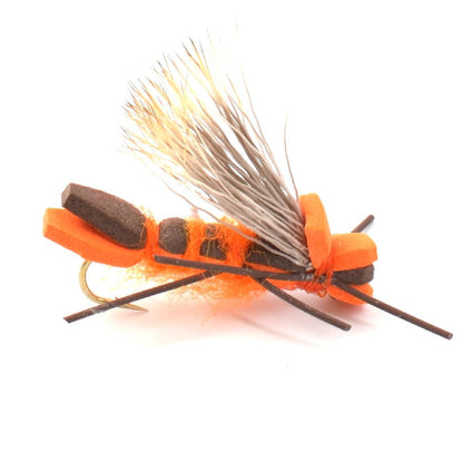 The Fly Fishing Place 3 Pack Orange Godzilla Hopper - Foam Grasshopper or Adult Salmonfly Fly Pattern - Hook Size 10 - Angler's Pro Tackle & Outdoors
