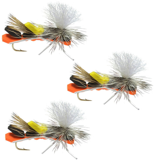 The Fly Fishing Place 3 Pack Parachute Chernobyl Ant Black Orange Foam Body Grasshopper Fly - Hook Size 10 - Angler's Pro Tackle & Outdoors