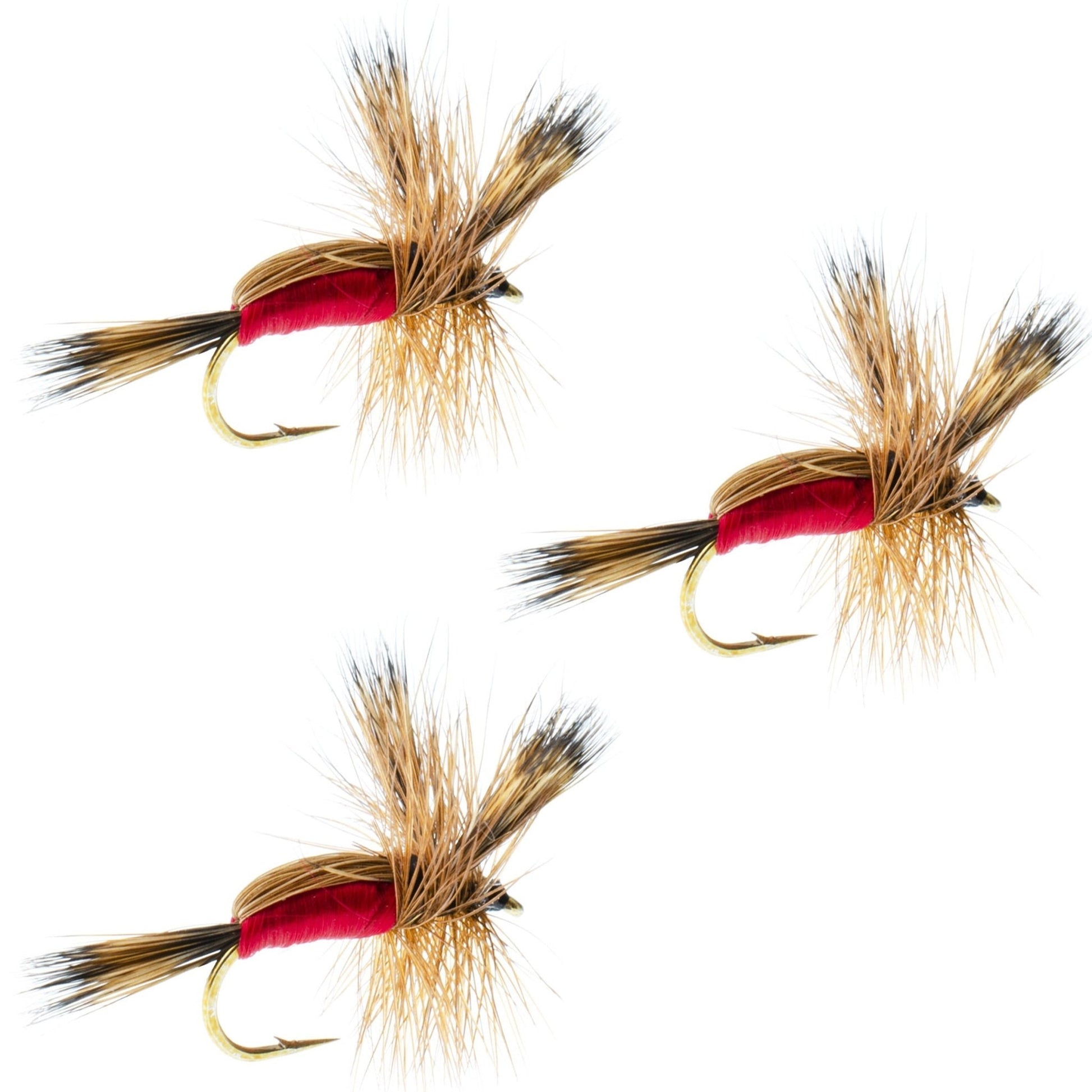 The Fly Fishing Place 3 Pack Red Humpy Classic Hair Wing Dry Fly - Hook Size 12 - Angler's Pro Tackle & Outdoors