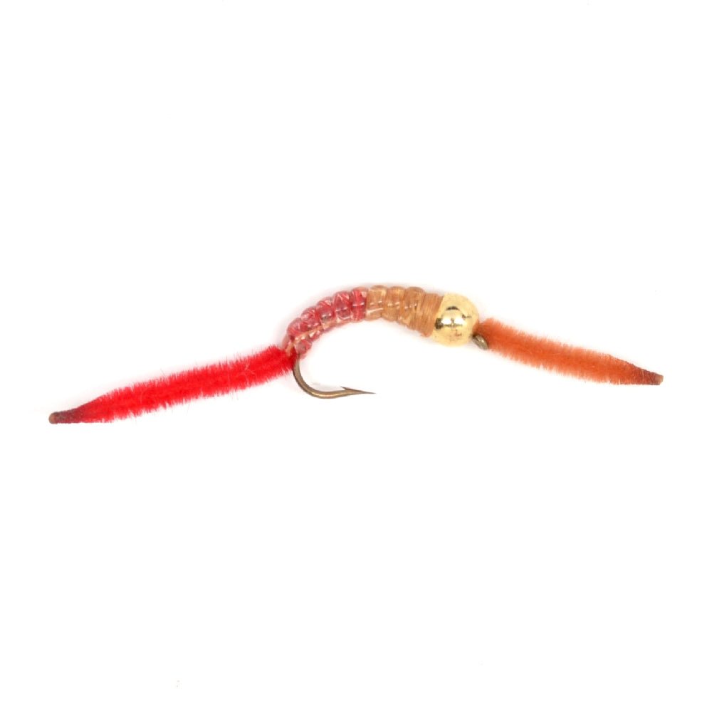 The Fly Fishing Place 3 Pack San Juan Bead Head Power Worm Half Brown Half Red V - Rib - Hook Size 10 - Angler's Pro Tackle & Outdoors