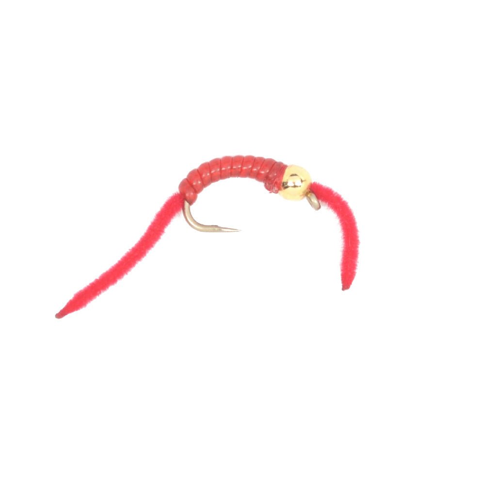 The Fly Fishing Place 3 Pack San Juan Power Worm Gold Bead Head Red V - Rib - Hook Size 10 - Angler's Pro Tackle & Outdoors