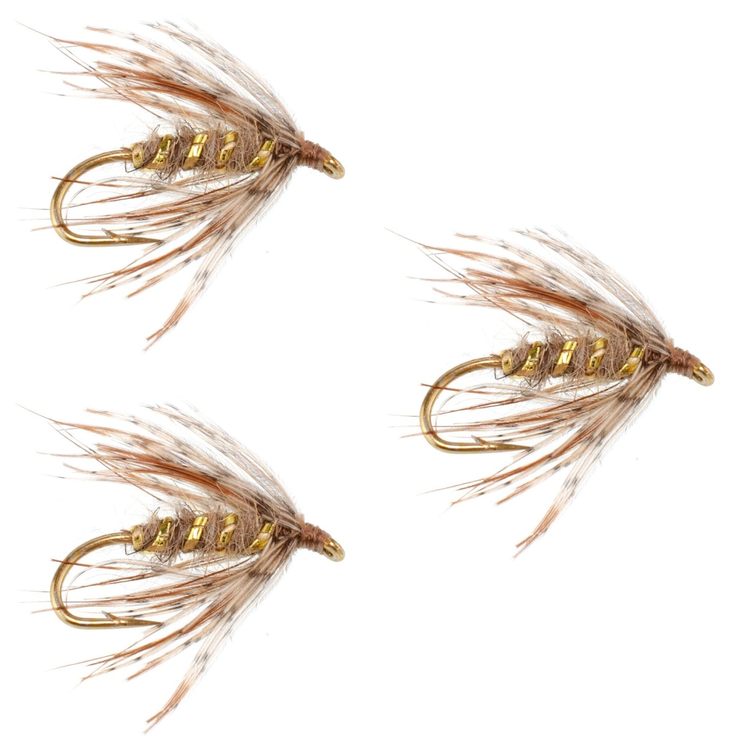 The Fly Fishing Place 3 Pack Soft Hackle March Brown Partridge Fly Fishing Wet Flies - Hook Size 14 - Angler's Pro Tackle & Outdoors