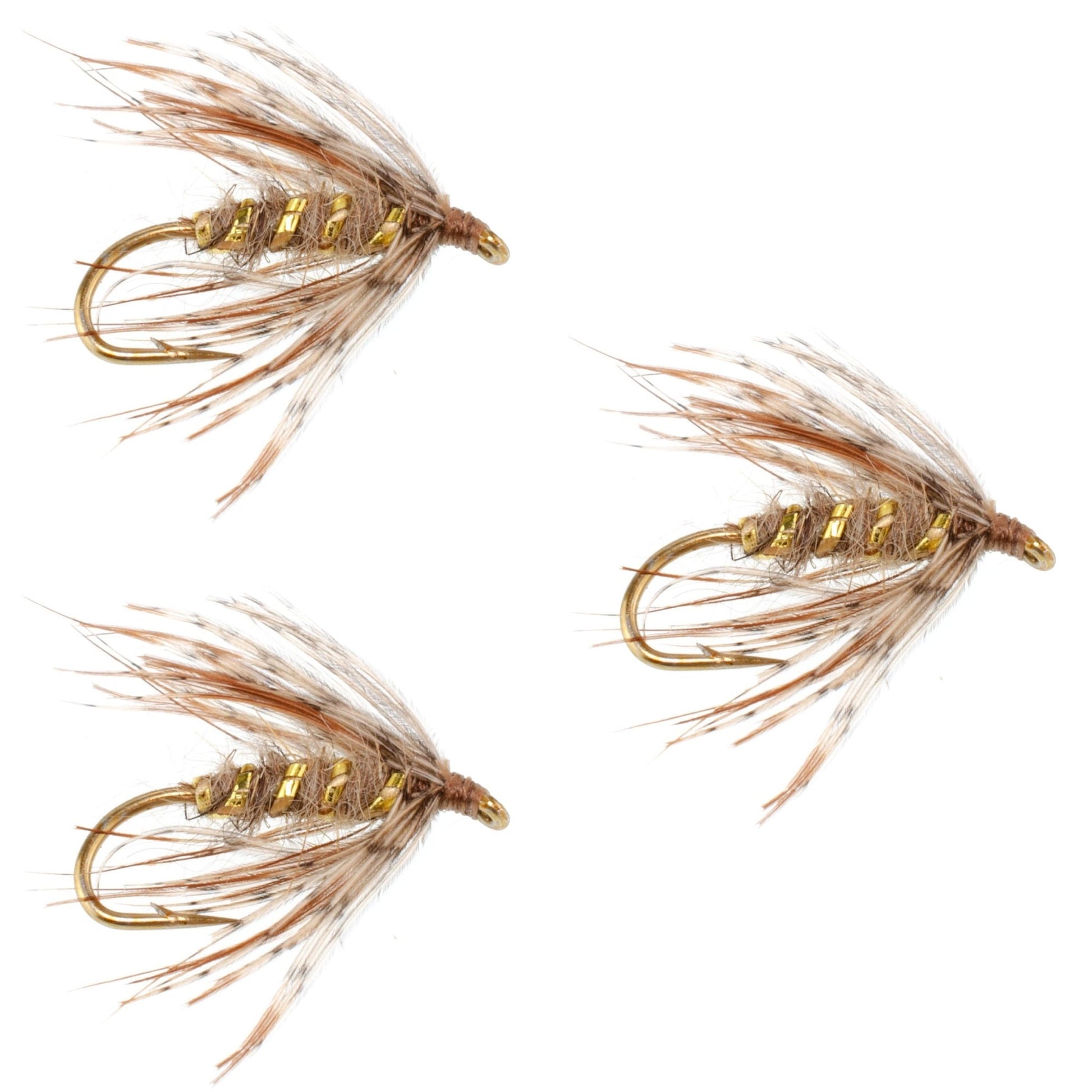 The Fly Fishing Place 3 Pack Soft Hackle March Brown Partridge Fly Fishing Wet Flies - Hook Size 16 - Angler's Pro Tackle & Outdoors