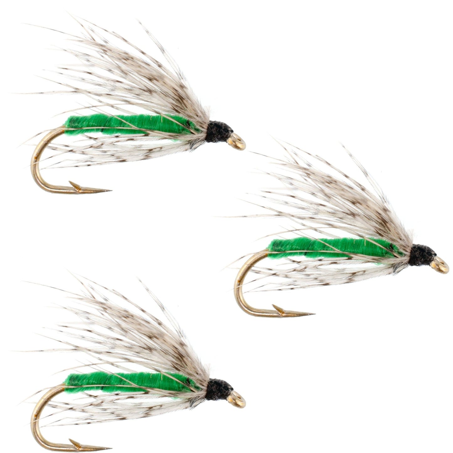 The Fly Fishing Place 3 Pack Soft Hackle Partridge and Green Fly Fishing Wet Flies - Hook Size 12 - Angler's Pro Tackle & Outdoors
