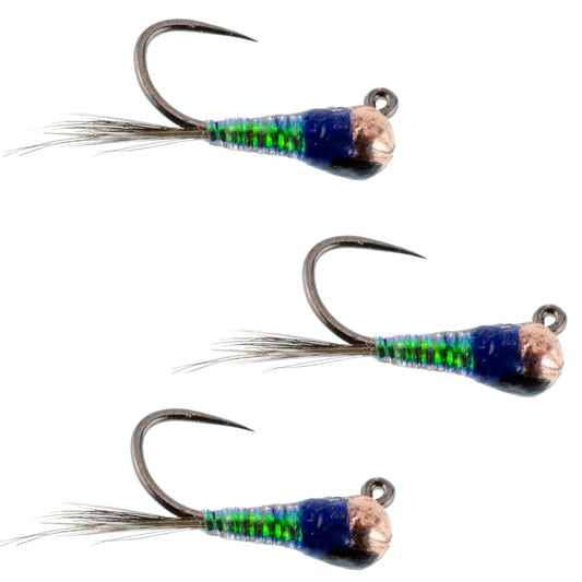 The Fly Fishing Place 3 Pack Tungsten Bead Gasolina Perdigon Tactical Jig Czech Euro Nymph Spanish Nymphing Fly - Hook Size 18 - Angler's Pro Tackle & Outdoors