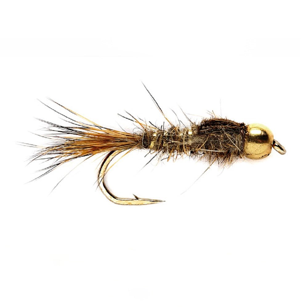 The Fly Fishing Place 3 Pack Tungsten Bead Head Gold Ribbed Hare's Ear Nymph Fly Fishing Flies Hook Size 18 - Angler's Pro Tackle & Outdoors