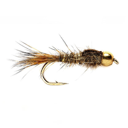 The Fly Fishing Place 3 Pack Tungsten Bead Head Gold Ribbed Hare's Ear Nymph Fly Fishing Flies Hook Size 18 - Angler's Pro Tackle & Outdoors