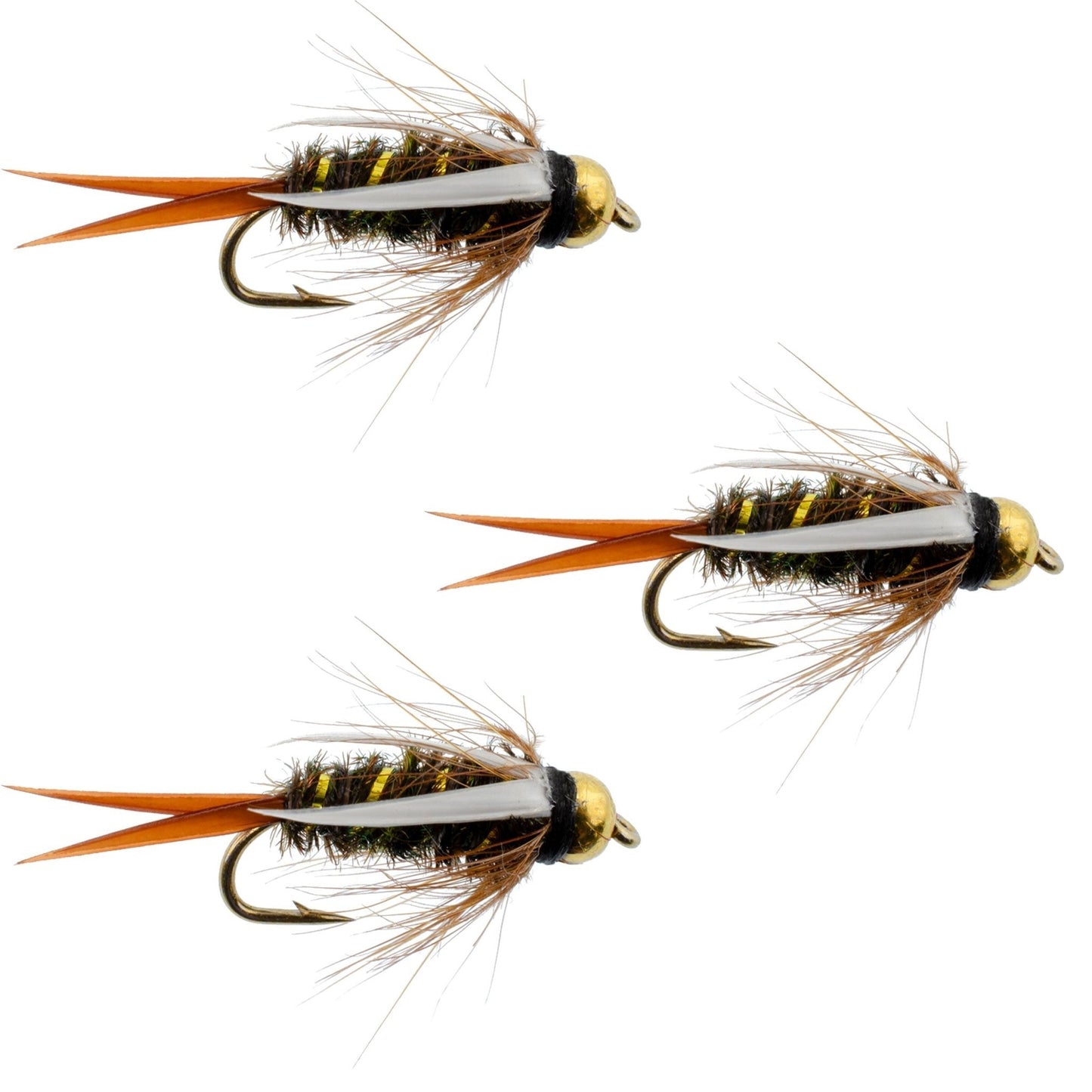 The Fly Fishing Place 3 Pack Tungsten Bead Head Prince Nymph Fly Fishing Flies - Hook Size 12 - Angler's Pro Tackle & Outdoors