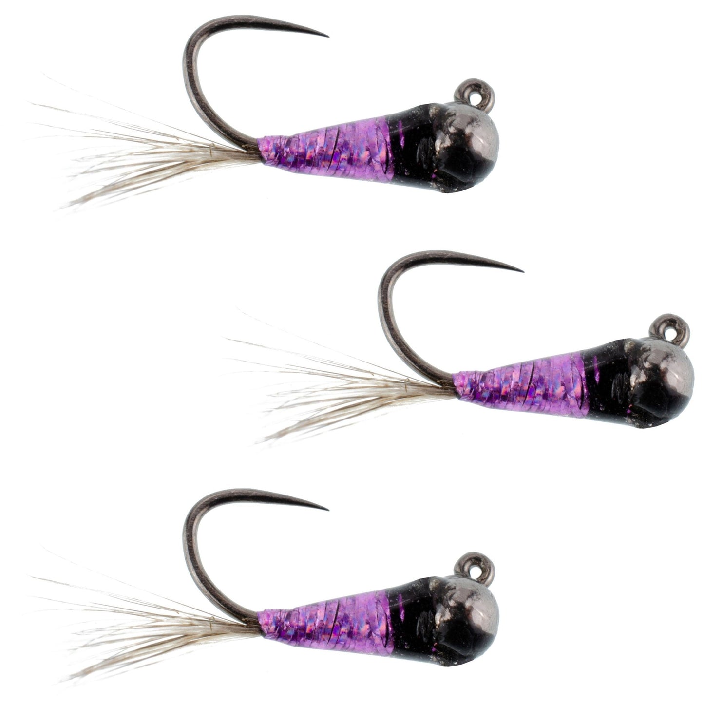 The Fly Fishing Place 3 Pack Tungsten Bead Purple Perdigon Tactical Jig Spanish Czech Euro Nymph Fly - Hook Size 18 - Angler's Pro Tackle & Outdoors