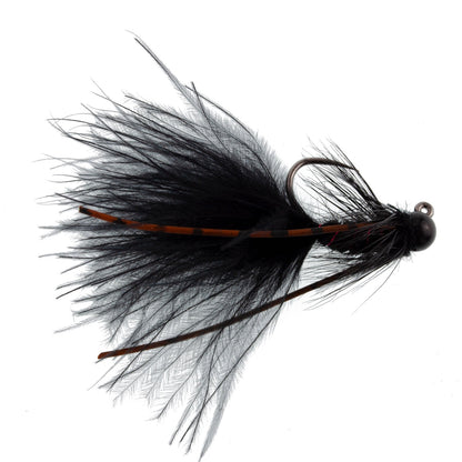 The Fly Fishing Place 3 Pack Tungsten Bead Tactical Black Mini Bugger Czech Nymph Euro Nymphing Fly - 3 Flies Size 12 - Angler's Pro Tackle & Outdoors