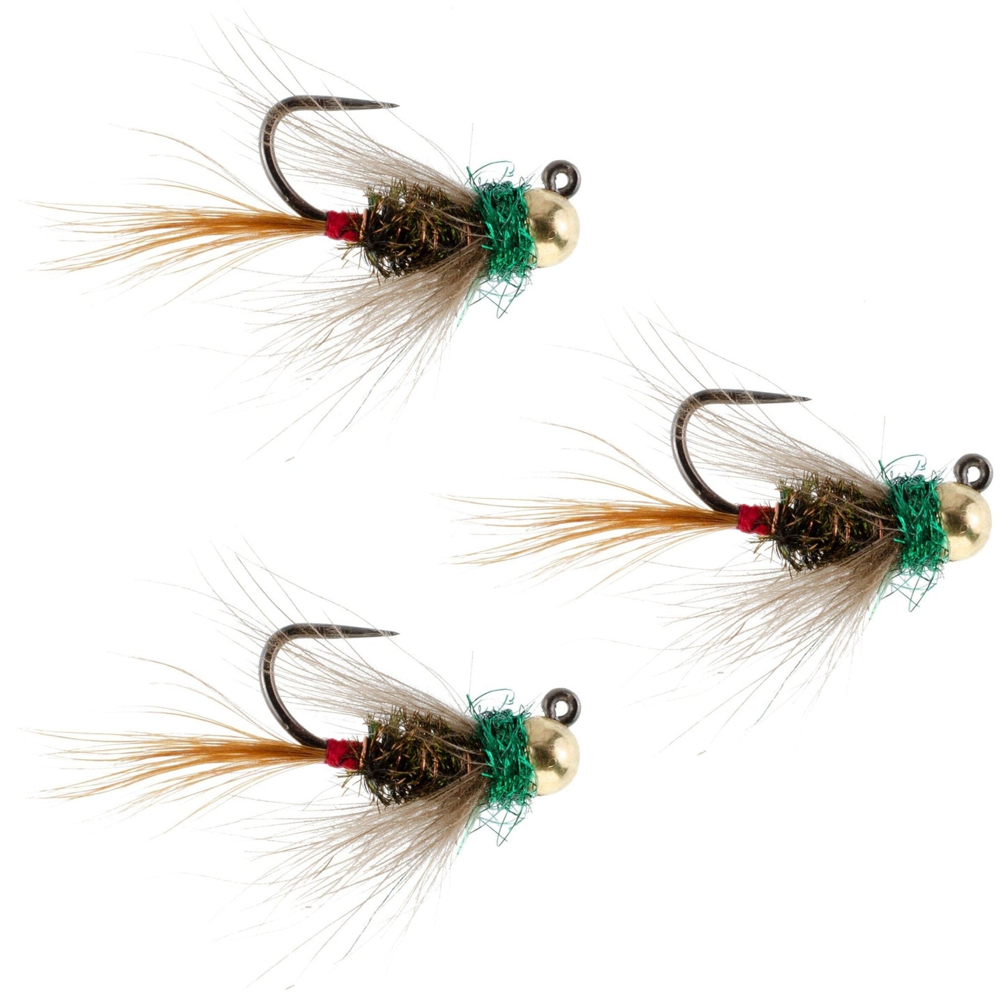 The Fly Fishing Place 3 Pack Tungsten Bead Tactical CDC Frenchie Czech Nymph Euro Nymphing Fly - Hook Size 14 - Angler's Pro Tackle & Outdoors