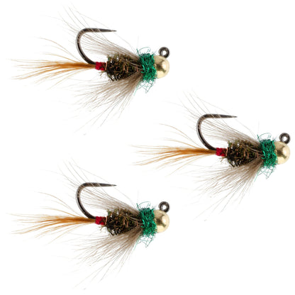The Fly Fishing Place 3 Pack Tungsten Bead Tactical CDC Frenchie Czech Nymph Euro Nymphing Fly - Hook Size 16 - Angler's Pro Tackle & Outdoors