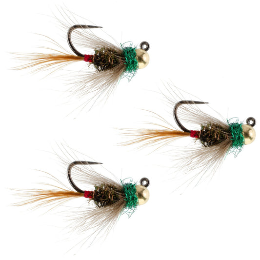 The Fly Fishing Place 3 Pack Tungsten Bead Tactical CDC Frenchie Czech Nymph Euro Nymphing Fly - Hook Size 16 - Angler's Pro Tackle & Outdoors