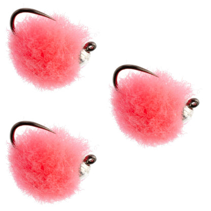 The Fly Fishing Place 3 Pack Tungsten Bead Tactical Euro Hot Pink Jig Egg Barbless Czech Nymph Fly - Size 16 - Angler's Pro Tackle & Outdoors